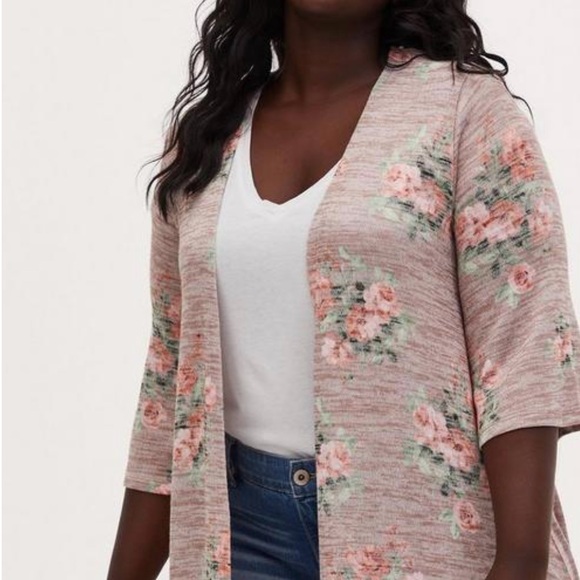 Torrid Kimono Floral Print Hi Low Duster Cardigan Size 2x - Picture 2 of 10